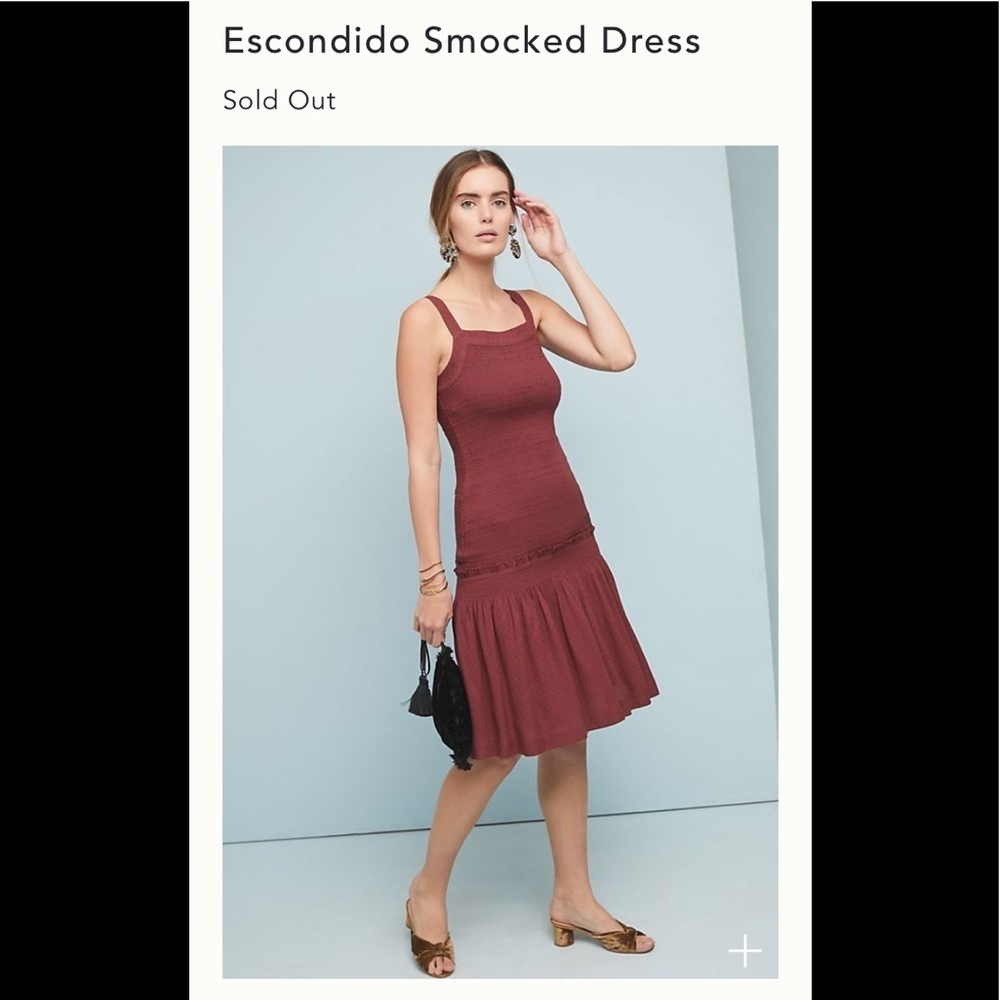 NWT Anthropologie Escondido Smocked Dress S wine